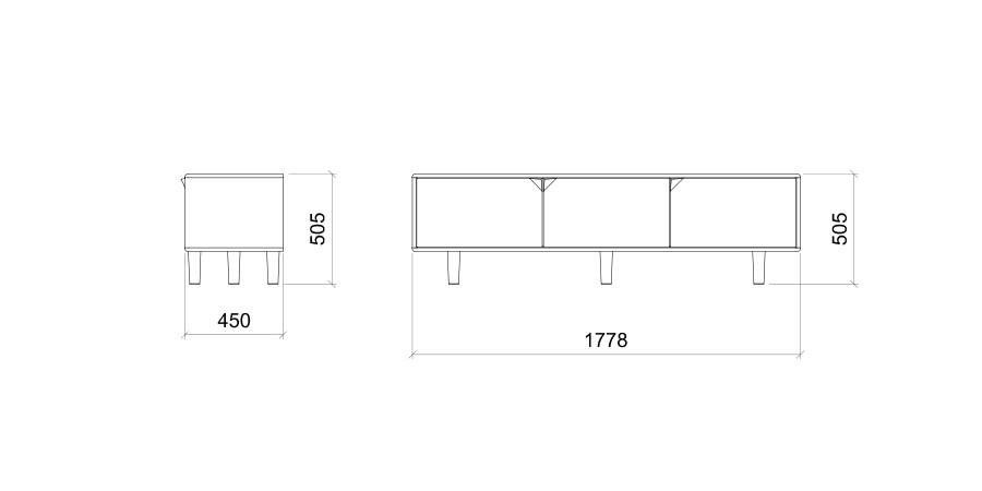 TV-kast 3-deurs - Theuns Eiken meubels